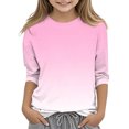 thumbnail image 1 of MKOSPLRT Hauts à Manches 3/4 pour Filles Col Rond T-Shirts Décontractés Tuniques Dégradées Mode T-Shirts Doux pour Sortir Blouses Confortables en Liquidation, 1 of 5