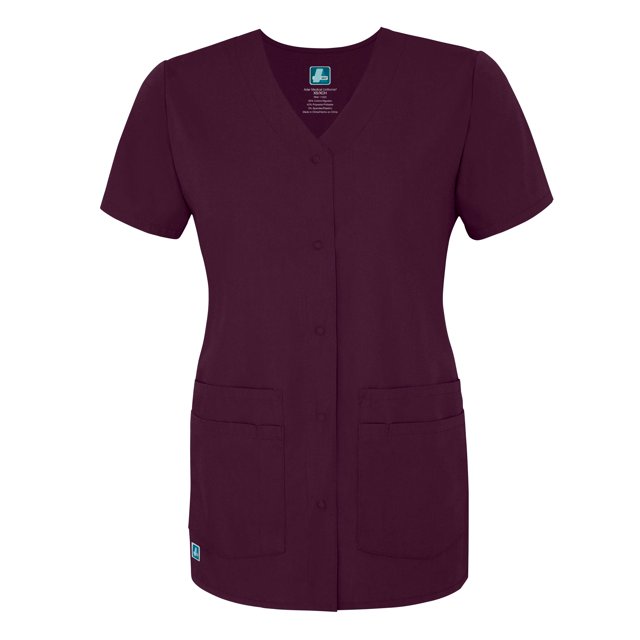 Adar Uniformes Haut à Boutons-Pression à Double Poche à l'Avant (Offert en 39 Couleurs Unies)