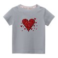 thumbnail image 1 of Penkiiy T-shirt en Coton pour Tout-Petits Garçons Filles Mode Mignon Col Rond Imprimé Saint-Valentin Manches Courtes 4-5 Ans Gris, 1 of 1