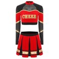 thumbnail image 3 of iiniim Costume de Pom-Pom Girl pour Femmes Uniforme de Cheerleading 2 Pcs Tenue Robe Haut Court avec Jupe Mini Plissée Rouge P, 3 of 5