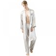 thumbnail image 1 of Men‘s Satin Autumn and Winter Single Trousers Pajama Pants  Homewear Gray L, 1 of 15