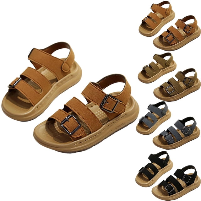 JDQJBZ Boys's Sandals Toddler Retro Hook Loop Closure Summer Beach Sandals Soft Sole Non Slip