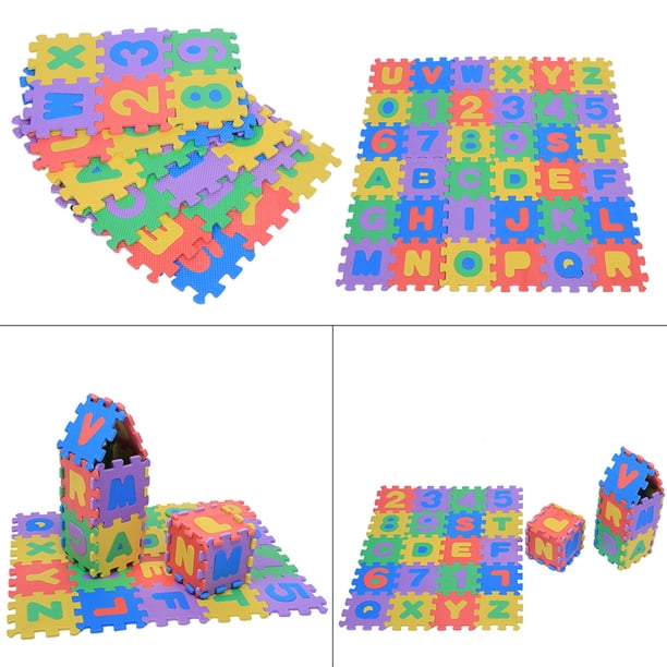 Xweptuy 36 pièces Bricolage Puzzle Tapis de Jeu EVA Mousse bébé Doux développement Tapis de Sol Ramper numérique et Lettre Jeu pour bébés