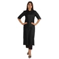 thumbnail image 1 of Moomaya Solid Rayon Kurta For Women bell Sleeve Drawstring Neck Long Ethnic Kurti, 1 of 7