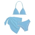 thumbnail image 5 of Zpanxa Girls Bathing Suits 2 Piece Nylon Spandex Solid Color Blocked Split Bikini with Mesh Skirt Blue 8 Years, 5 of 5