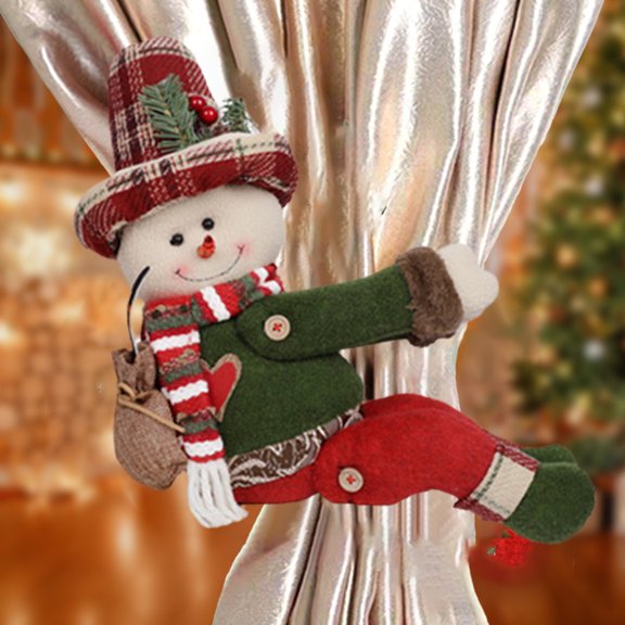 Christmas Curtain Buckle Décoration de Figurine 11.8x9x2.8 Po Poupée en Tissu Ornement pour Fenêtre de Maison Embrasse Décor Festif des Fêtes pour Salon Chambre Restaurant Hôtel Motif de Sapin de Noël Multicolore
