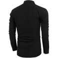 thumbnail image 3 of Faithtur Men's Spring Autumn Casual Shirt Solid Color Long Sleeve Stand Collar Button Tops, 3 of 9