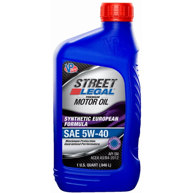VP Racing Oil VP3254003 Street Legal; SAE 5W-40; Synthetic; 1 Quart Bottle; Single