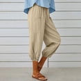 thumbnail image 4 of DPTALR Women Summer Casual Loose Bandage Button Pocket Solid Trousers Capris Pants, 4 of 6