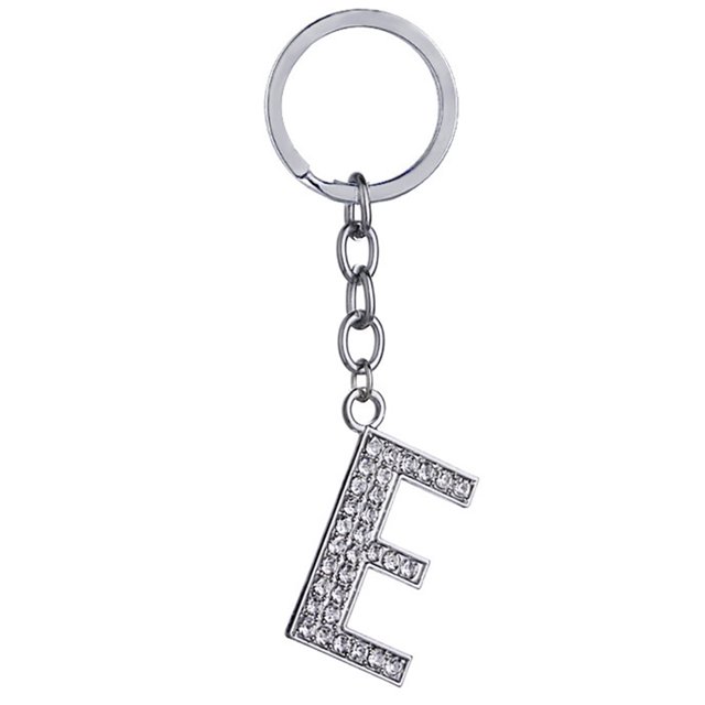 Key Chain Rhinestone A to Z Design Pendant Keychain Key Ring for Handbag Decor