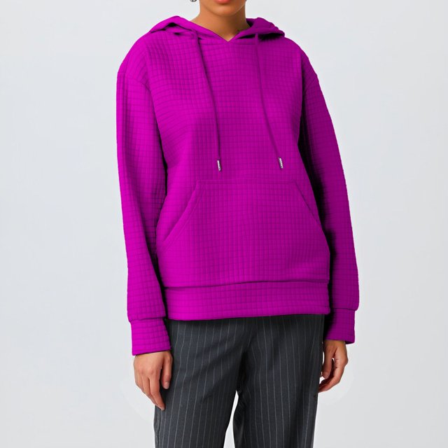 IMENGL Hoodies trendy knit drawstring pullover, Pink 3XL, Size M-3XL