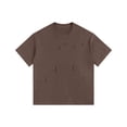thumbnail image 1 of ShomPort Men's Short Sleeve T-Shirts Classic Short Sleeve Crewneck Tops Casual Holes Ripped Oversized Shirts, 1 of 2