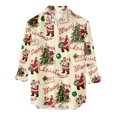 thumbnail image 1 of Pompotops Chemise à Manches Longues pour Hommes avec Boutons, Imprimé Père Noël, Col Rabattu, en Solde, 1 of 4