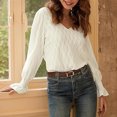 thumbnail image 1 of RXIRUCGD Blouse de Base à Col Rond à Manches Longues Unie pour Femme, Mode d'Automne, Blanc, Taille : L, 1 of 6