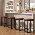 thumbnail image 3 of BeesClover Bar Stools Set, Counter Height Backless Barstools, with Metal Frame & Footrest, Counter Height Backless Barstools with Metal x-Frame, with PU Leather for Home Bar, Dining Room, 3 of 7
