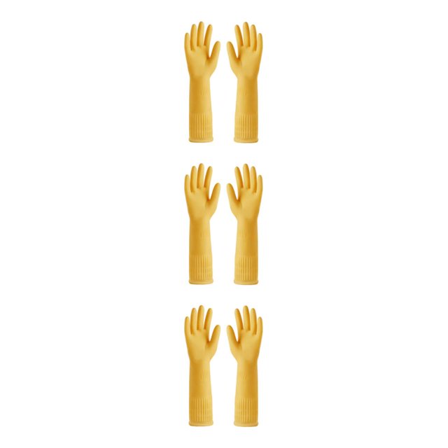 Youkk 2X Rubber Gloves Kitchen Gadget Gardening Tool Exquisite Multipurpose Yard Yellow L 3Set