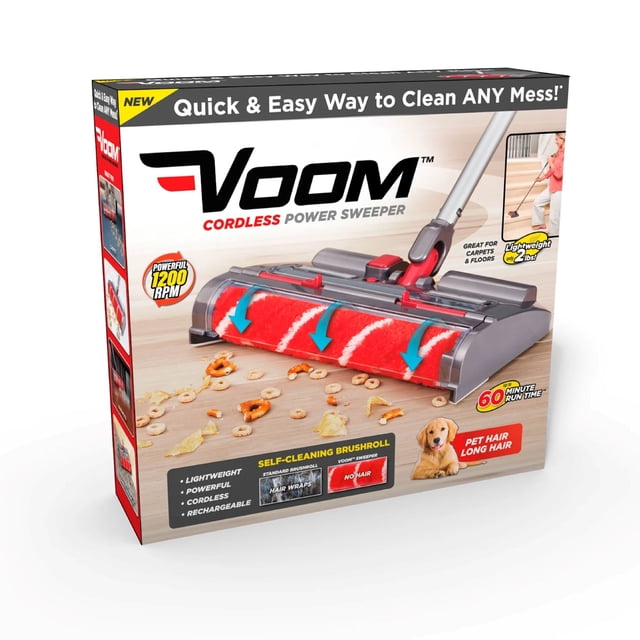 As Seen on TV Voom 1200 RPM Lightweight Rechargeable Cordless Power Sweeper Floor Cleaner