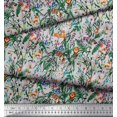 thumbnail image 2 of Soimoi Poly Georgette Fabric Leaves & Cartoon Animals Jungle Decor Fabric Printed Yard 52 Inch Wide, 2 of 3