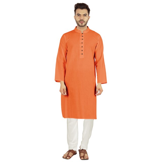 Atasi Ensemble Kurta Pyjama 2 Pcs pour Homme, Col Henley, Kurta Long Décontracté