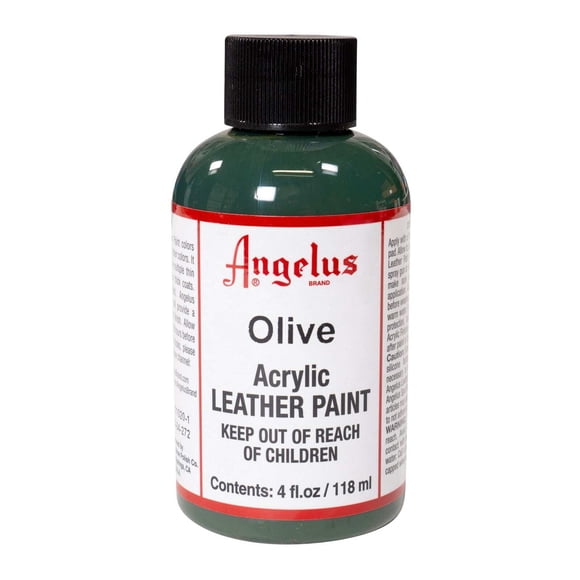 Angelus Peinture Acrylique pour Cuir 118 ml (4 Oz) Imperméable Peinture Flexible pour Espadrilles Chaussures Sacs Cuir Bricolage Artisanat, Olive Vert