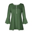 thumbnail image 4 of Timegard Hauts d'Été pour Femmes Plissés Col en V Évasé Manches 3/4 T-Shirts Confortables Tunique Décontractée Habillée, 4 of 5