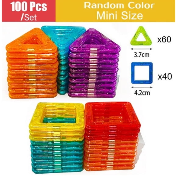 GRM Magnet Toys Kids Magnetic Building Tiles 100 Pcs 3D Magnetic Blocks Preschool