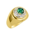thumbnail image 3 of RYLOS Men's Rings Yellow Gold Plated Silver Designer Gypsy 7MM Round Gemstone & Diamond Ring Emerald May Birthstone Size 12, 3 of 6