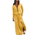 thumbnail image 1 of Gspmoly Robes pour Femmes Grande Taille, Robe Décontractée pour Femmes à Taille Élastique à Manches Longues avec Fermeture Éclair, Robe à Col en V, Robe de Cocktail, Aubaines, 1 of 4