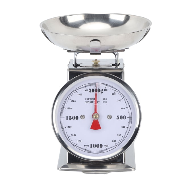 Mechanical Scale High Accuracy Stainless Steel Dial Food Scale with Removable Bowl for Kitchen Baking Cooking 2KG