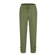 thumbnail image 3 of FAIWAD Men's Linen Capri Pants Elastic Waist Lightweight Straight Pants Loose Drawstring Casual Trousers, 3 of 5