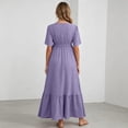 thumbnail image 3 of XiYing Robes pour Femmes, Robe de Maternité Unie à Manches Courtes à Volants pour Photographie de Soirée, Style Moulant à Col en V (P-2TG),, 3 of 7