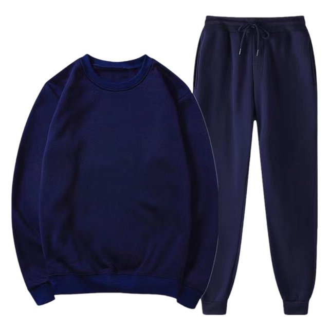 Weiqiqre Men's Sweatsuits Sweatsuits for Men Clearance Solid Color Loose Fit Basic Pullover Round Neck Sweatshirt Sport Jogging Suits