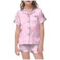 thumbnail image 1 of Ensemble de Pyjama en Satin pour Garçons Imprimé Manches Courtes Pyjama à Boutons pour Filles Ensemble de Pyjama Tenue de Nuit pour Filles Pyjama pour Filles Mode Garçons Filles, 1 of 5