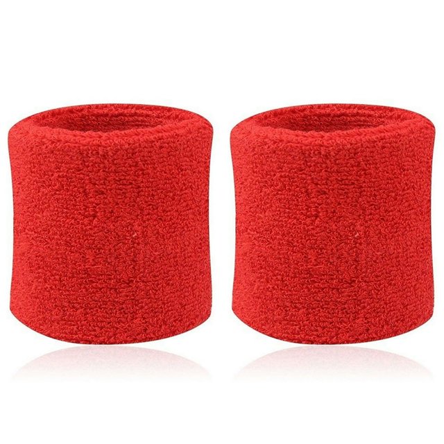 2Pcs Sports Wristband Solid Color Absorbent Cotton Breathable Quick Dry Sweatband for Tennis