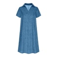 thumbnail image 4 of LOVZFMLL Robe à Pois pour Femme, Nouvelle Collection Printemps/été, Col à Manches Courtes, Longueur Genou, Bleu, 2TG, 4 of 5