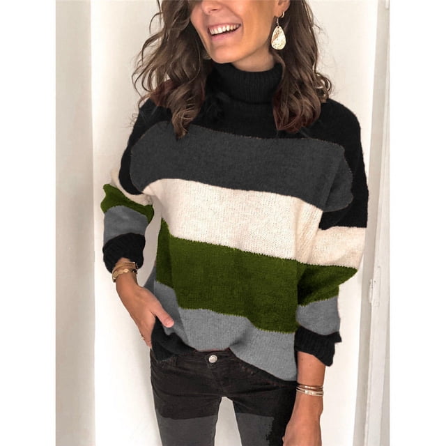 REDHOTYPE Pull Tricoté pour Femmes, Blouse Ample à Col Haut, Grande Taille