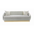 thumbnail image 3 of K-Living  Penelope Plush Velvet Sofa In Grey With Gold Accent And Throw Pillows, 3 of 4