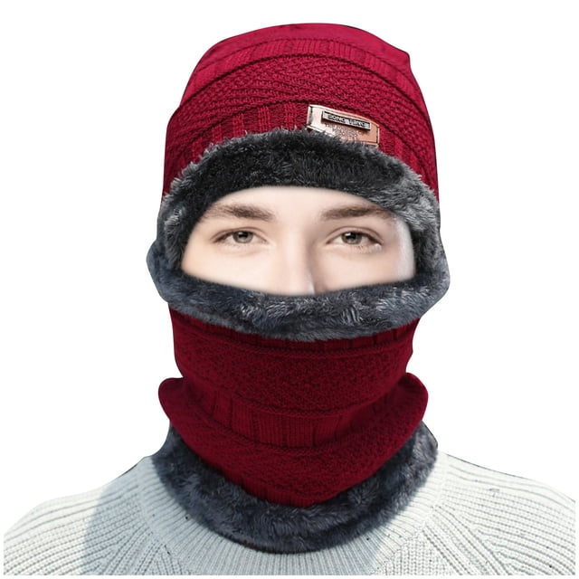 Winter Thermal Plush Hat Scarf Woolen Cap Cycling Windproof Cap Two-piece Suit