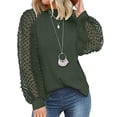 thumbnail image 2 of RKSTN Mode Femme T-Shirt à Col Rond Ajouré à Manches Longues Automne Blouse Unie Hauts, 2 of 4