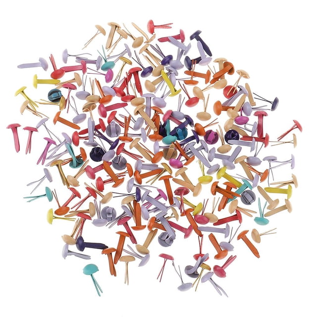 200 Lot Paper Fasteners Small Iron Split Butterfly Pin Clips Rhinestone Metal Brads for Scrapbooking Cardmaking Embellishments DIY , 5.5x11mm