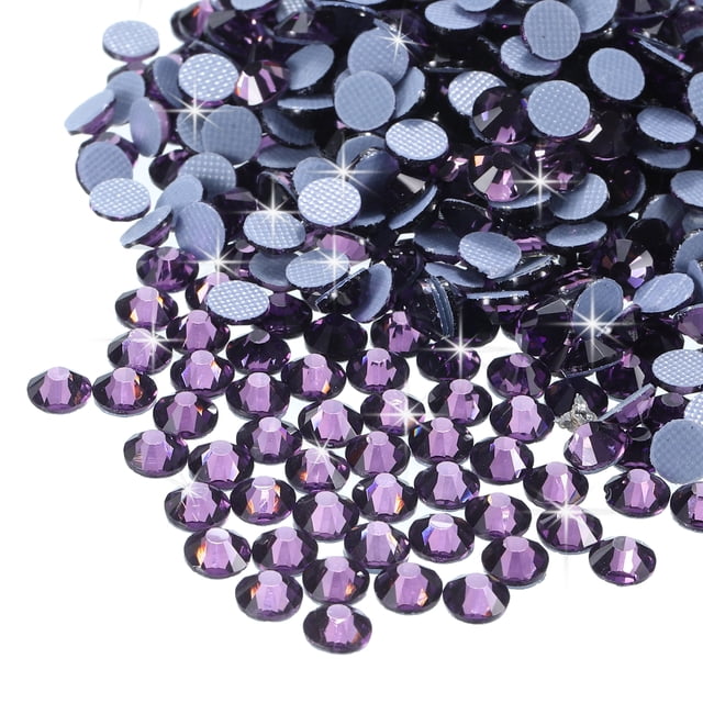 Uxcell Hotfix Rhinestones Flatback Crystal Glass Gems for Craft Clothes DIY Decoration Lotus Purple 4.8mm