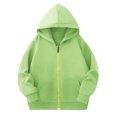 thumbnail image 2 of Milgrthf Unisexe Garçons Filles Chandails d'Automne Sport Décontracté Manches Longues Fermeture Éclair Complète Mignon Col Ras du Cou Basique Couleur Unie Chandails à Capuchon Chandail avec Poche Vert 4-5 Ans, 2 of 5