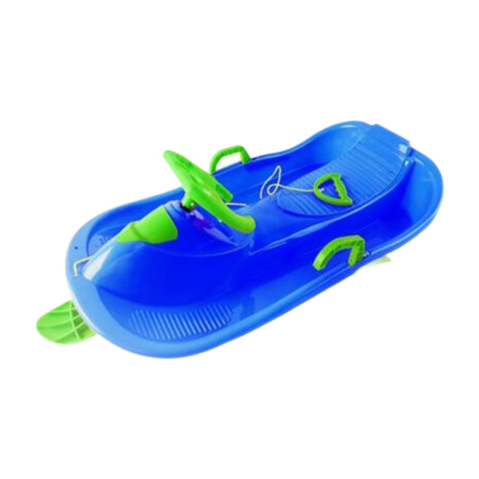 koolsoo Snow Sled with Steering Wheel Brake Gift Snow Sledge for Children Girls Kids Blue