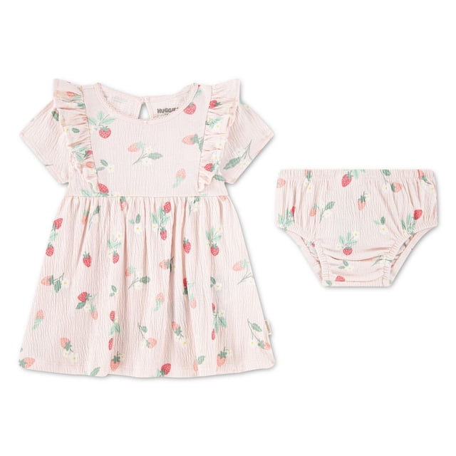 Ensemble 2 pièces Robe en Jacquard Froncé pour Bébé Fille Huggies Happy Hugs