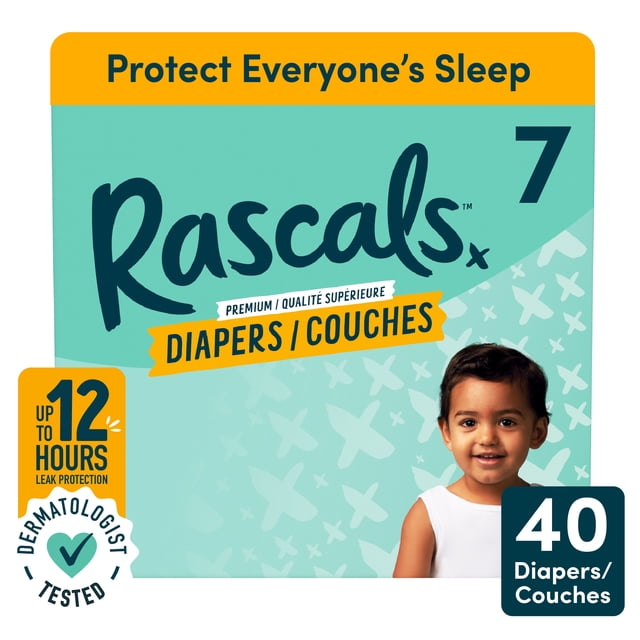 Couches Rascals Premium, Taille 7, 40 unités