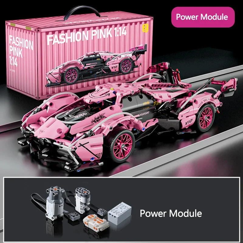 1200+PCS 1:14 Rc Car Building Blocks Science Fiction Apollo Super Racing City Super Sports Car Bricks Vehicle Sets Technical Toy