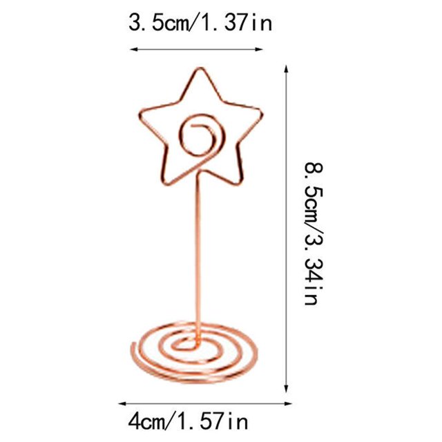Baohd 10 Pieces Table Number Stand Round Shape Metal Convenient Card Holder Centerpieces Paper Clamp Wedding Decoration Tabletop Decor Star rose gold