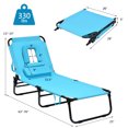 thumbnail image 2 of Topbuy Chaise Longue de Plage Pliante d'Extérieur - Ensemble de 1, Turquoise, 2 of 10