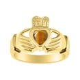 thumbnail image 1 of RYLOS Rings Gold Plated Silver Claddah Love, Loyalty & Friendship Heart 6MM Gem Irish Wedding Band Claddagh Rings Tiger Eye Jewelry Size 11, 1 of 6