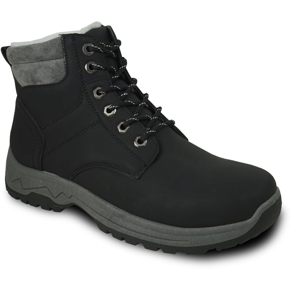 kozi Men Comfortable Winter Boot TAD Fur Lined Lace Up Black